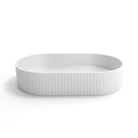 Hudson Oval 600x350x120 Concrete Fluted Basin