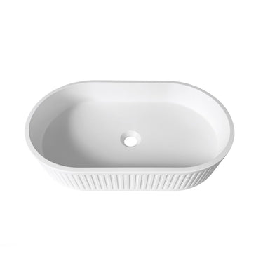 Hudson Oval 600x350x120 Concrete Fluted Basin