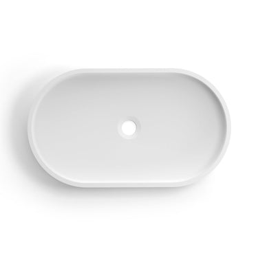 Hudson Oval 600x350x120 Concrete Fluted Basin