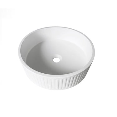 Hudson Round 400x400x120 Concrete Fluted Basin