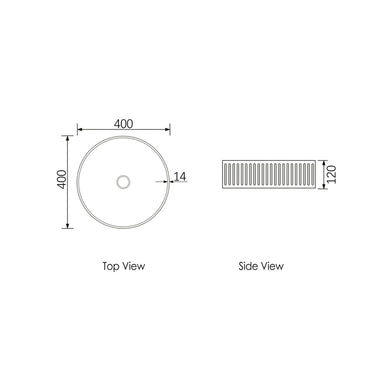 Hudson Round 400x400x120 Concrete Fluted Basin