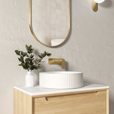 Hudson Round 400x400x120 Concrete Fluted Basin