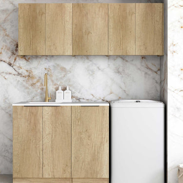 Laundry Kit 1715DR-C Byron/Bondi Natural Oak with Natural Carrara Marble Top and 400 Drawer Unit