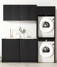 Laundry Kit 1960C Byron/Bondi Black Oak with Cloudy Carrara Top