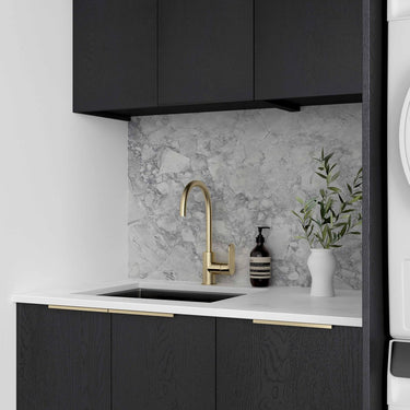 Laundry Kit 1715DR-C Byron/Bondi Black Oak with Pure White Top and 400 Drawer Unit