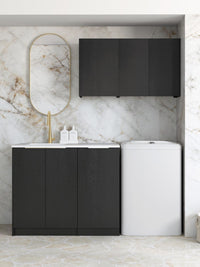 Laundry Kit 1715DR-B Byron/Bondi Black Oak with Pure White Top and 400 Drawer Unit