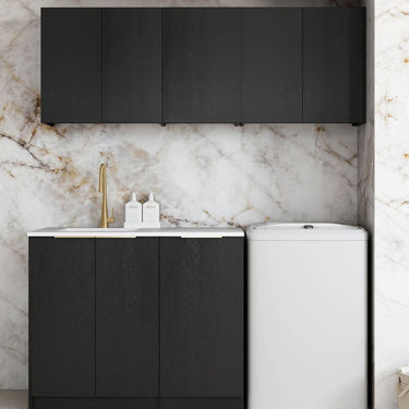 Laundry Kit 1715DR-C Byron/Bondi Black Oak with Natural Carrara Marble Top and 400 Drawer Unit