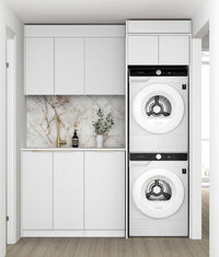 Laundry Kit 1715DR-A Bondi Fluted White with Natural Carrara Marble Top and 400 Drawer Unit