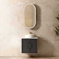 Laguna Black American Oak Wall Hung Vanity 600mm