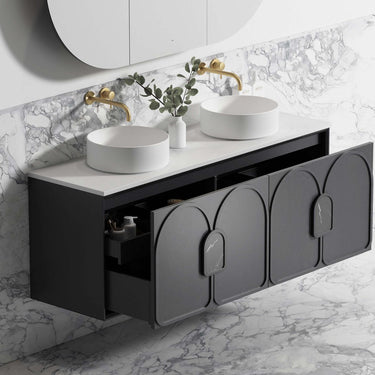 Laguna Black American Oak Wall Hung Vanity 1500mm