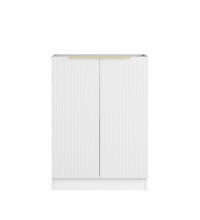Mini Laundry 650mm Bondi Fluted White with Natural Carrara Marble Top