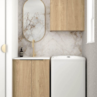 Wall and Base Cabinets Kit 650 Byron/Bondi Natural Oak with Cloudy Carrara Top