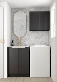 Wall and Base Cabinets Kit 650 Byron/Bondi Black Oak with Natural Carrara Marble Top