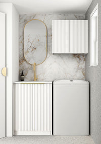 Wall and Base Cabinets Kit 650 Noosa Fluted White with Cloudy Carrara Top