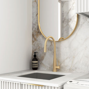 Wall and Base Cabinets Kit 650 Noosa Fluted White with Natural Carrara Marble Top