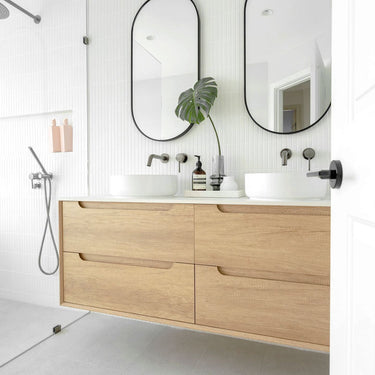 Byron 1500mm Natural Oak Wall Hung Vanity with Mont Blanc 60mm Top 10 & 2TH