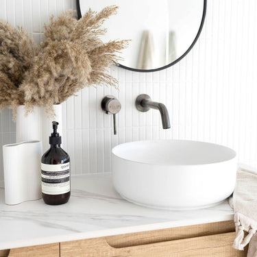 Byron 1500mm Natural Oak Wall Hung Vanity with Amani Grey Top 10 & 2TH