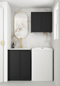 Wall and Base Cabinets Kit 650 Hampshire Black with Natural Carrara Marble Top