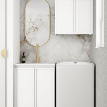 Wall and Base Cabinets Kit 650 Hampshire White with Cloudy Carrara Top