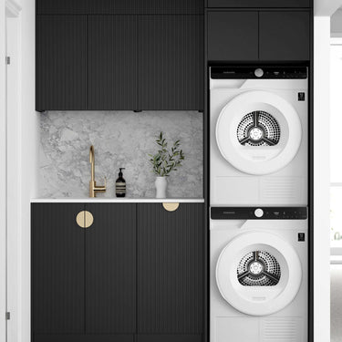 Laundry Kit 1715C Marlo Fluted Black with Cloudy Carrara Top