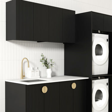 Laundry Kit 1960B Marlo Fluted Black with Cloudy Carrara White Top