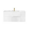 Noosa Fluted 1200mm Satin White Wall Hung Vanity with Mont Blanc Top 10TH