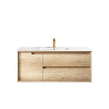 Byron 1200mm Natural Oak Wall Hung Vanity with Empire Black Top 10TH