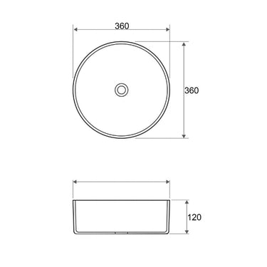 Gun Metal - Radius Round 360x360x115 Basin