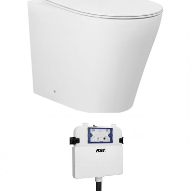 Alzano Wall Face Pan Hurricane Flush Matte White with R&T Cistern, No Push Plate