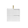 Noosa Fluted 600mm Satin White Wall Hung Vanity with Empire Black Top 10TH