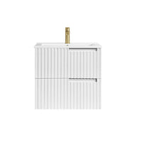 Noosa Fluted 600mm Satin White Wall Hung Vanity with Amani Grey Top NTH