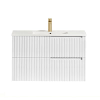 Noosa Fluted Fluted 900mm Satin White Wall Hung Cabinet Only