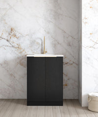 Mini Laundry 650mm Byron/Bondi Black Oak with Matte White Top