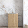 Mini Laundry 650mm Byron/Bondi Natural Oak with Cloudy Carrara Top