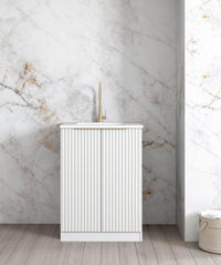 Mini Laundry 650mm Noosa Fluted White with Pure White Top