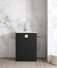 Mini Laundry 650mm Marlo Fluted Black with Matte White Top