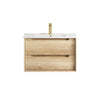 Byron 750mm Natural Oak Wall Hung Vanity with Amani Grey Top NTH