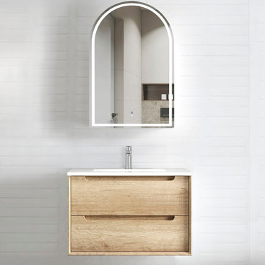 Byron 750mm Natural Oak Wall Hung Vanity with Mont Blanc 60mm Top 10TH