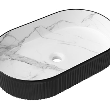 Matte Black & Matte White Carrara - Kensington Oval 560x350x120 Basin