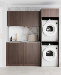 Laundry Kit 1960A Havana Fluted Sable Walnut with Cloudy Carrara Top