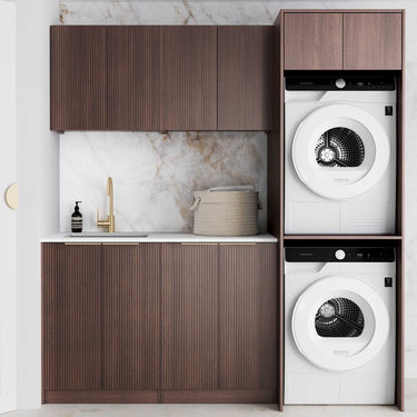 Laundry Kit 1960C Havana Fluted Sable Walnut with Pure White Top