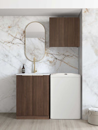 Wall and Base Cabinets Kit 650 Havana Fluted Sable Walnut with Matte White Top