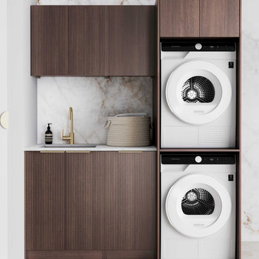 Laundry Kit 1715C Havana Fluted Sable Walnut with Natural Carrara Marble Top