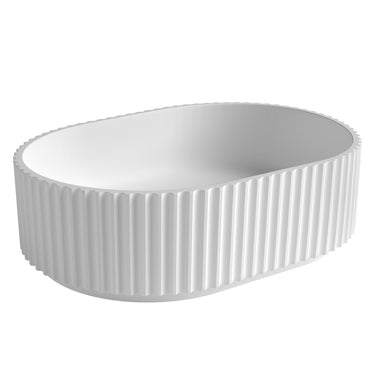 Havana Oval Fluted Solid Surface 480x345x140 Matte White Basin NF
