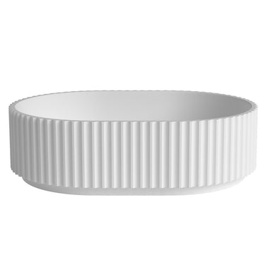 Havana Oval Fluted Solid Surface 480x345x140 Matte White Basin NF