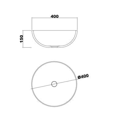 London Solid Surface 400x400x150 Matte White Basin NF