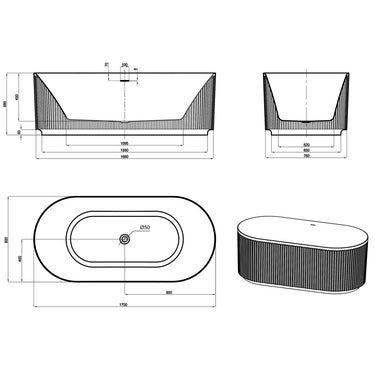 Attica Havana Fluted Bath