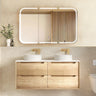 Byron 1200mm Natural Oak Wall Hung Vanity with Mont Blanc Top Double Bowl NTH