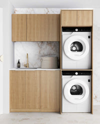 Laundry Kit 1715C Havana Fluted Woodland Oak with Matte White Top