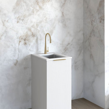Mini Laundry 430mm Bondi Fluted White with Pure White Top